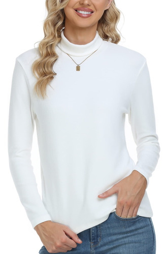 Cunyi Camiseta De Cuello Alto Para Mujer, Manga Larga, Camis