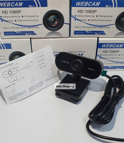 Cámara web HD de 1080p con enfoque automático y micrófonos integrados