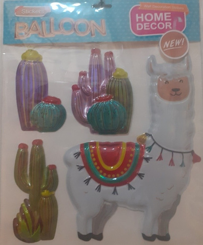 Imagen 2 de 5 de Stickers Pared 3d Llama Cactus