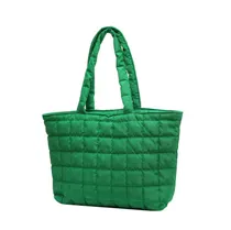 Comprar Tote Bag Carteras De Mujer Bolso Grande Universitario Puffer Acabado De Los Herrajes Dorados Color Verde Diseño De La Tela Rombos