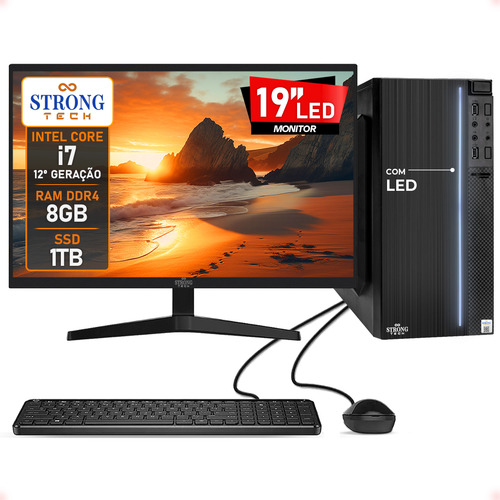 Pc Completo I7 12°geração 8gb Ssd 1tb Mon 19 Strong Tech