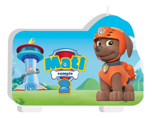 Vela De Cumpleaños Zuma Paw Patrol Personalizada