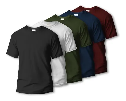 Pack X 5 Remera Basica Hombre Manga Corta Lisa 100 Algodon