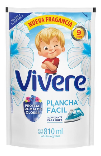 Imagen 2 de 6 de Suavizante Para Ropa Vivere Regular Plancha Facil X 810 Ml