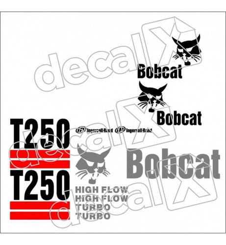Kit Adesivos Compatível Com Mini Carregadeira Bobcat T250 Cor Adesivo Mini Carregadeira Bobcat T250