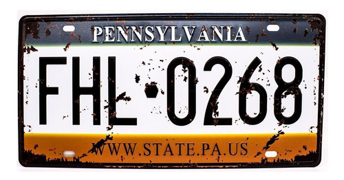 Placas Metalica Decorativa Carros Americanos Aço Pensilvania Nome Do Desenho Pensilvania