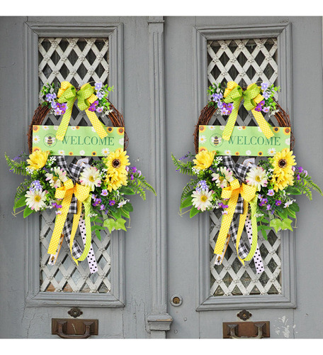 Corona De Primavera Para Puerta Delantera, Corona Artificial