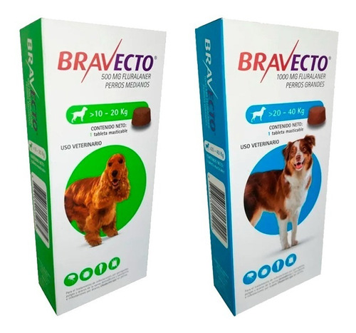 Antipulgas Bravecto 10 A 20 Kg + Bravecto 20 A 40 Kg - Pack