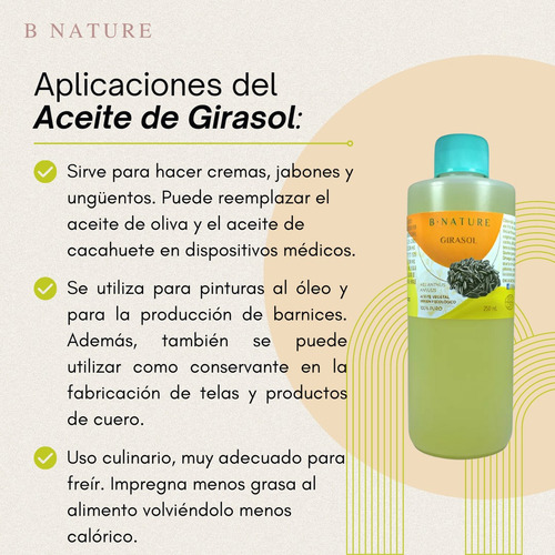 Aceite De Girasol 100% Natural 1000 Ml. Bnature