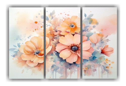 Tres Composiciones Modernos Bouquet Gama De Colores 60x40cm