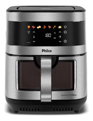 Air Fryer Philco 9 Litros Visor Glass Painel Digital Preto