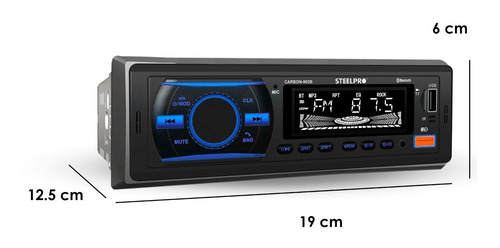 Imagen 5 de 5 de Autoestereo Bluetooth 1 Din Usb, Sd Aux Graba A Usb Steelpro