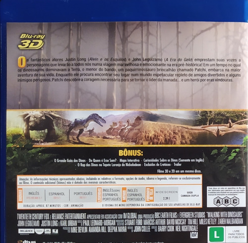 Caminhando Com Os Dinossauros Blu-ray 3d Original Novo