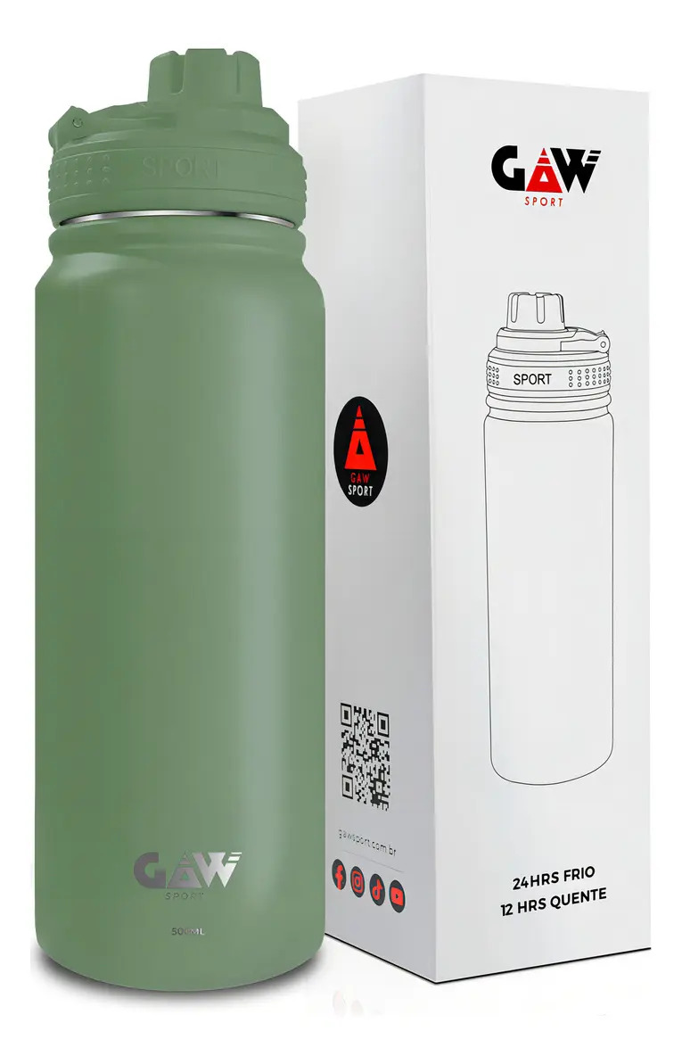 Gaw Sports Garrafa Térmica Inox 500 mL Verde