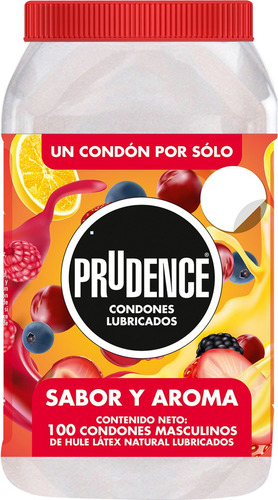 Vitrolero con 100 Condones lubricados Prudence Sabor Y Aroma