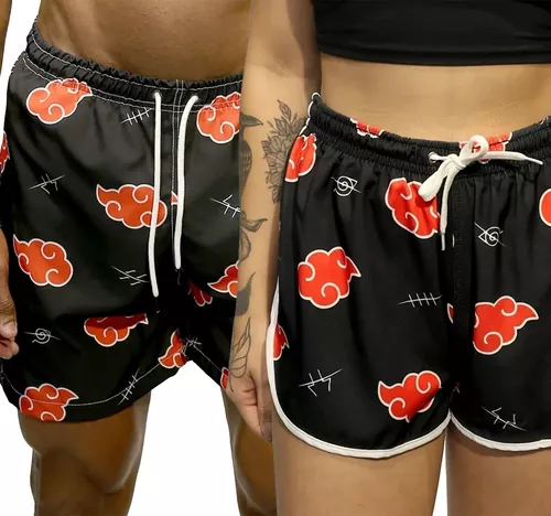 Bermuda Masculina Com Estampa Nuvem Naruto Preta