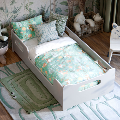 Mini Cama Infantil Para Quarto Com Grade Lateral E Colchão