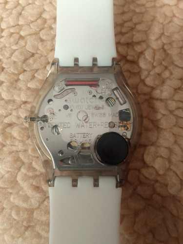 Reloj Para Mujer Swatch - Extra Chato Blanco Transparente Gris Claro Metalizado (Usado)