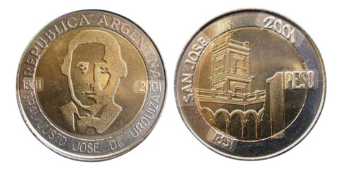 Argentina 2 Monedas J.j.urquiza Y Palacio San José -1 Peso (Usado)