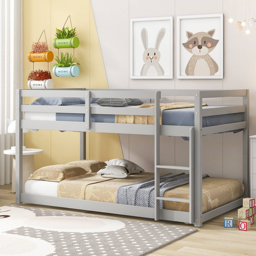 Cnanxu Litera Baja De Tamaño Individual Cama Tipo Loft Con