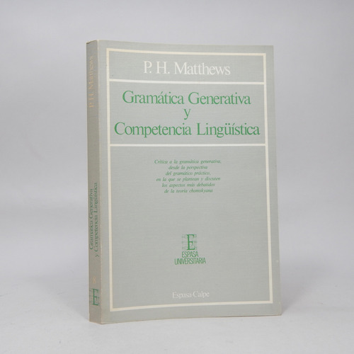 Gramática Generativa Y Competencia Lingüística Matthews Ee5