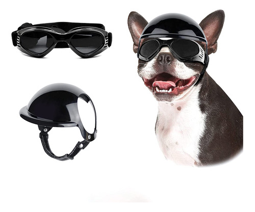 Lentes De Sol Y Casco Deportivo Para Perro Mediano