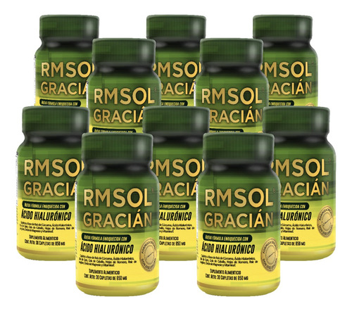 10 Pack Ácido Hialurónico Rmsol 100% Original 150 Caps 850mg