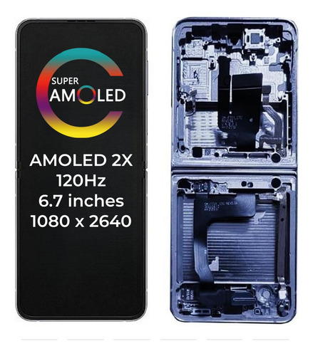 Pantalla Amoled Con Marco Para Samsung Z Flip4 Sm-f721b