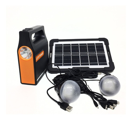 Imagen 1 de 7 de Kit Iluminación Panel Solar C/batería Recarg. Electroimporta