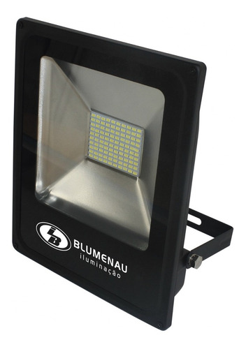 Refletor Led 50w Slim Blumenau Preto 3000k Luz Amarela Hc