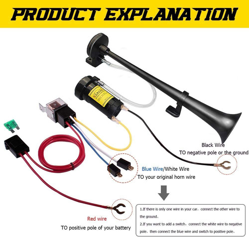 Bocina Neumática Gampro, 12 V, 150 Db, 18 Pulgadas, Zinc Cro