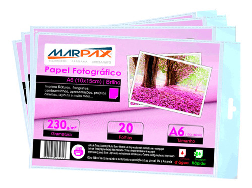 Papel Fotográfico Brilhante 10x15 230g 100 Folhas