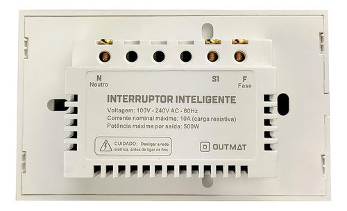 Interruptor Inteligente Outmat Touch Wi-fi 4x2 1 Botão