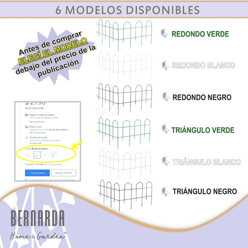 Imagen 6 de 10 de Cerco Decorativo De Hierro Jardin X 6,40mt Blanco Verde