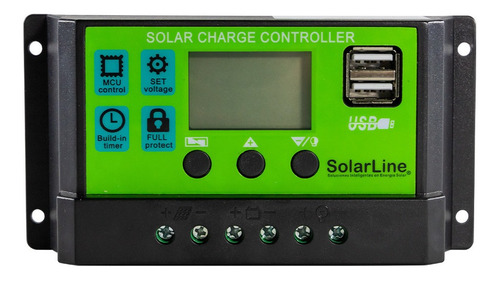 Imagen 1 de 1 de Reguladora De Carga 20 Amper 12v 24v  P/ Panel Solar Bateria