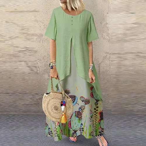 Vestidos Grandes De Moda De Verano Con Dos Vestidos Falsos