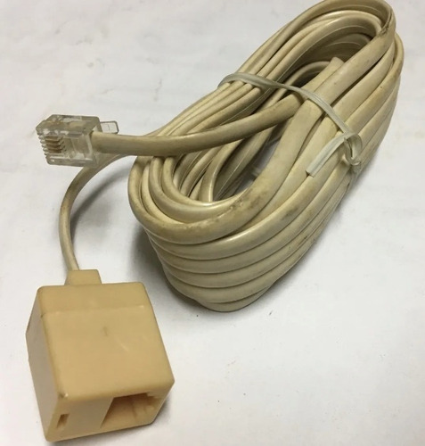 Cable De Telefono Beige 4.5 Mts Conector Rj11 Macho Y Hembra