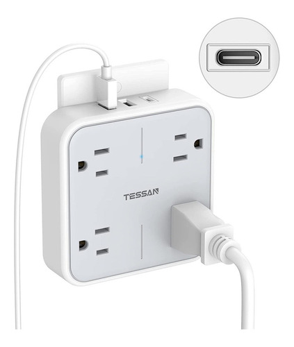 Adaptador De Pared Multicontacto De 4 Enchufes Con Usb Tipo