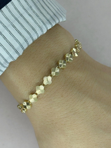 Pulseira Trevos Maciços 6 Mm Ouro 18k 750 Comprimento 17 Cm Cor Dourado Diâmetro 6