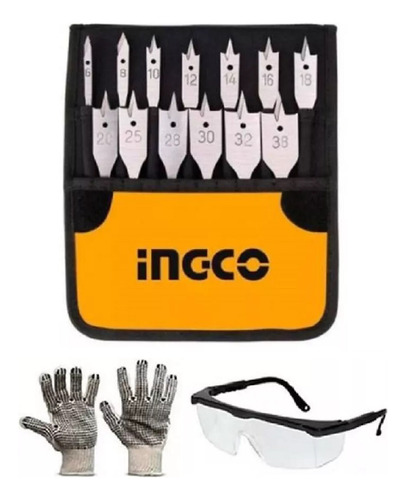 Juego Mechas Chatas Madera Ingco Industrial 13pc Akd4130 Tyt