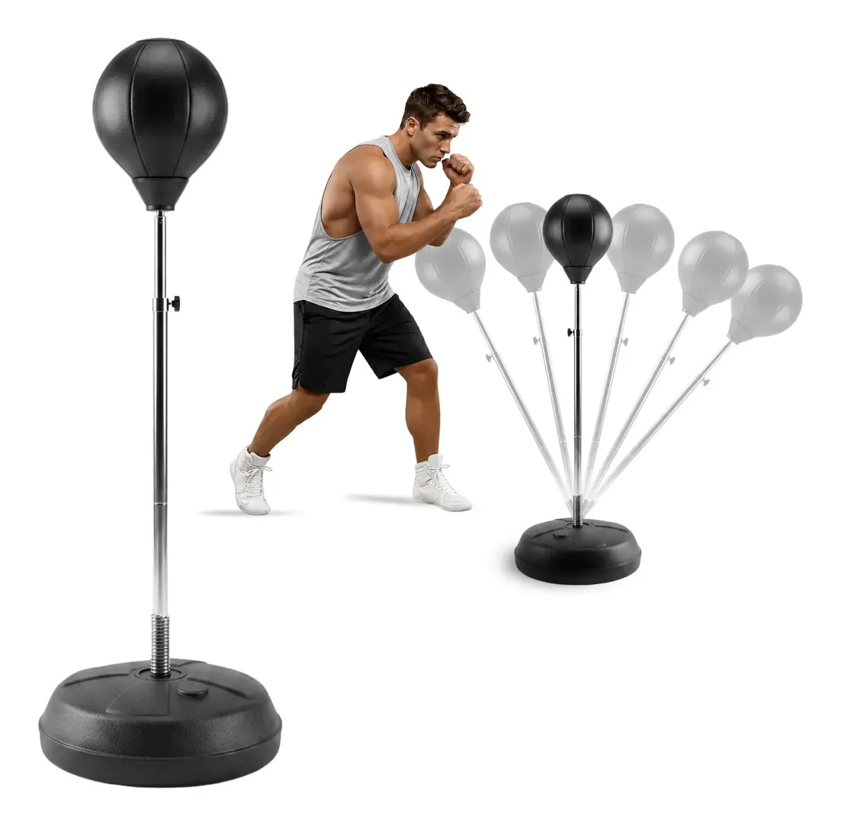 Pera De Boxeo Con Base Profesional Altura Ajustable Negro