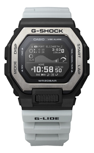 Pulseira de relógio unissex Casio GBx-100TT-8Dr G-shock Cor da moldura: cinza, cor de fundo preta