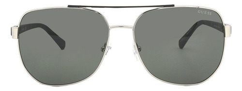 Guess - Lentes De Sol Gu00015-32n-61 Para Mujer Lente Verde Musgo Varilla Plateado Armazón Marrón