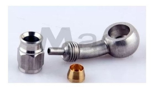 Conexão Curva 45º Olhal 10mm 2 Un + Mang Aeroquip 2m