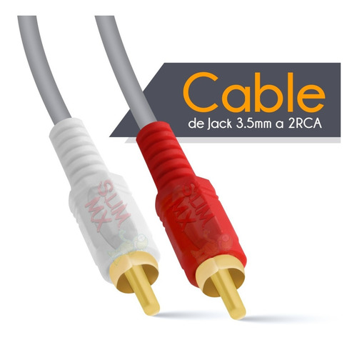 Imagen 4 de 10 de Cable Auxiliar De Audio 3.5 M A 2 Rca 1.5 Metros Estereo Aux