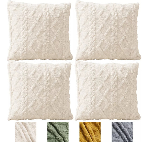 Fundas para cojíns bohemio decorativas 45x45cm de 4 piezas de color blanco