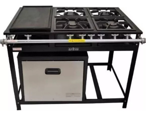Fogão Industrial 4 Bocas Misto 30x30 Com Forno 60 L + Chapa
