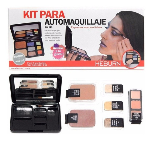 Heburn Paleta Auto Maquillaje 917 Rubor Sombras Espejo