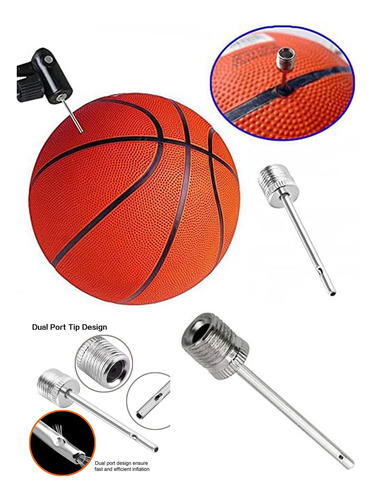 Picos X 5 Metal A Rosca Para Inflar Pelotas Fútbol Basket Plateado Picos X 5 Metal A Rosca