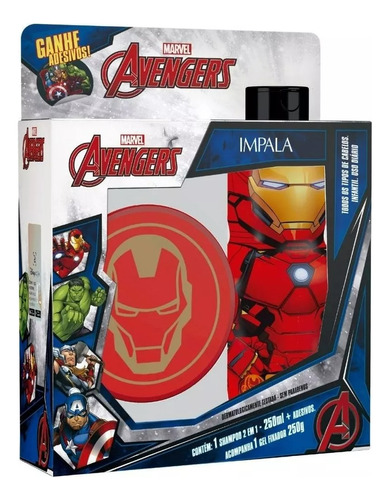  Kit Avengers Homem De Ferro Shampoo 2 Em 1 250ml + Gel 250g